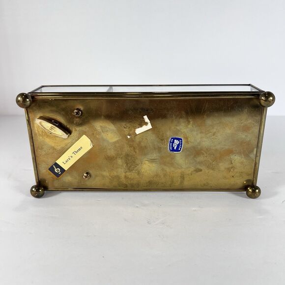Music Box Trinket Box Made Of Glass And Brass With Etched Bird‎ Lara’s Theme VTG - Picture 6 of 13